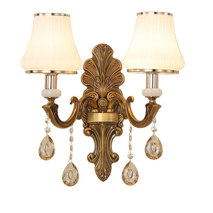 Candlestick Alloy Jade Crystal 2-Light Wall Sconce Lamp