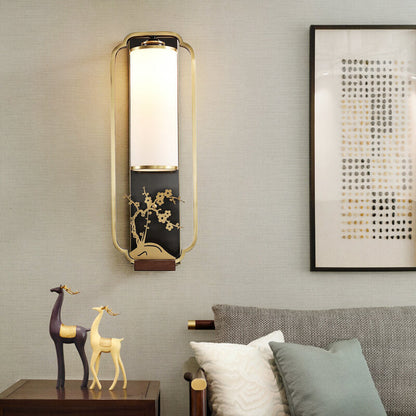 New Copper Glass Column Ring 1-Light Wall Sconce Lamp