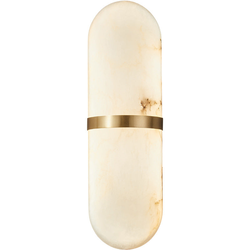 Chinese Marble Copper Cylinder LED Wall Sconce Lamp