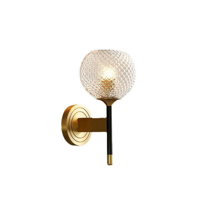 Light Luxury All Brass Glass 1/2-Light Wall Sconce Lamp