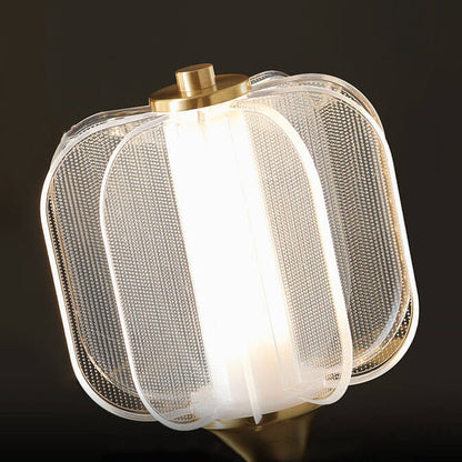 Chinese Full Copper Acrylic Lampshade LED Wall Sconce Lamp
