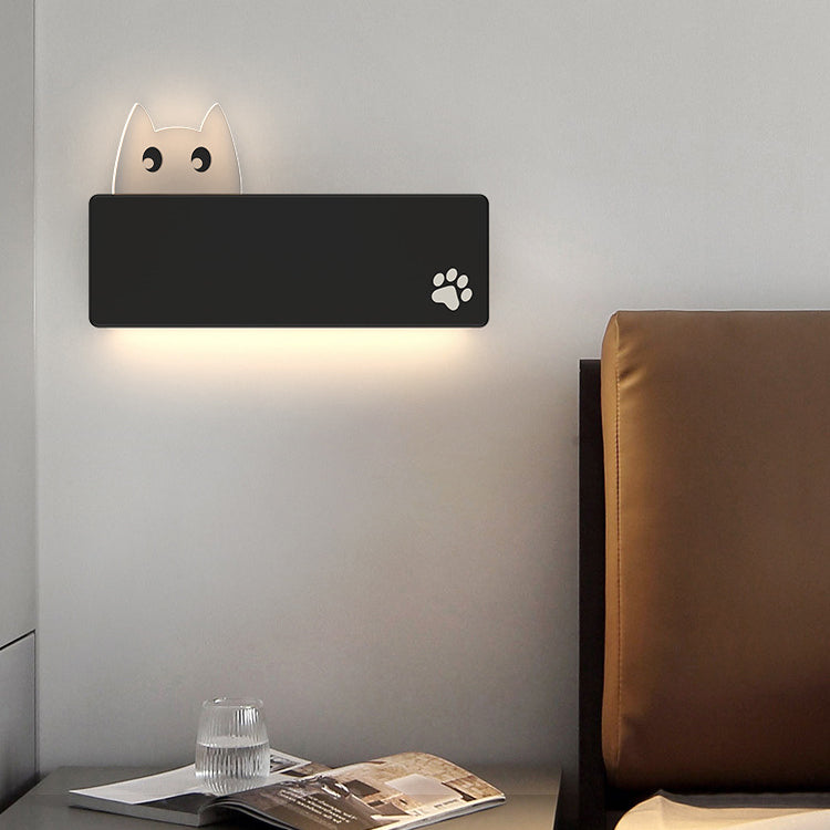 Simplicity Animal Cat Rectangular Iron LED Wall Sconce Lamp