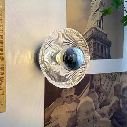Mid-Century French Vintage Glass 1-Light Wall Sconce Lamp