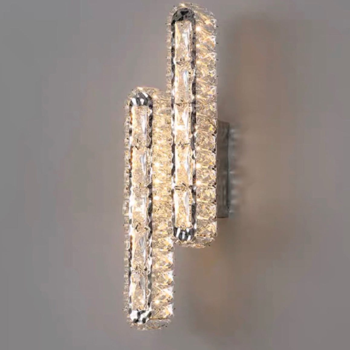 Stainless Crystal Elliptical Strip LED Wall Sconce Lamp