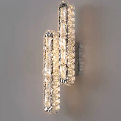 Stainless Crystal Elliptical Strip LED Wall Sconce Lamp