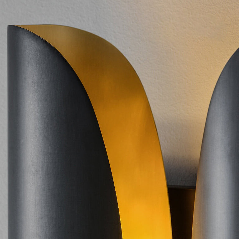 Light Luxury Rolled Edge Brass 2-Light Wall Sconce Lamp