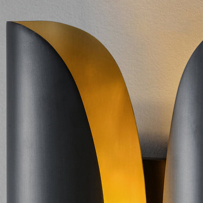 Light Luxury Rolled Edge Brass 2-Light Wall Sconce Lamp