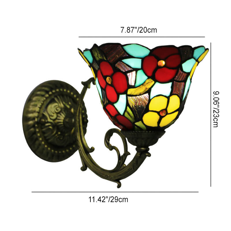 Tiffany Stained Glass Zinc Alloy 1-Light Wall Sconce Lamp