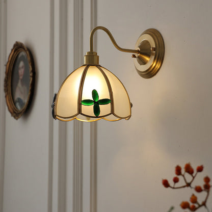 Deco Brass Round Glass Shade 1-Light Wall Sconce Lamp