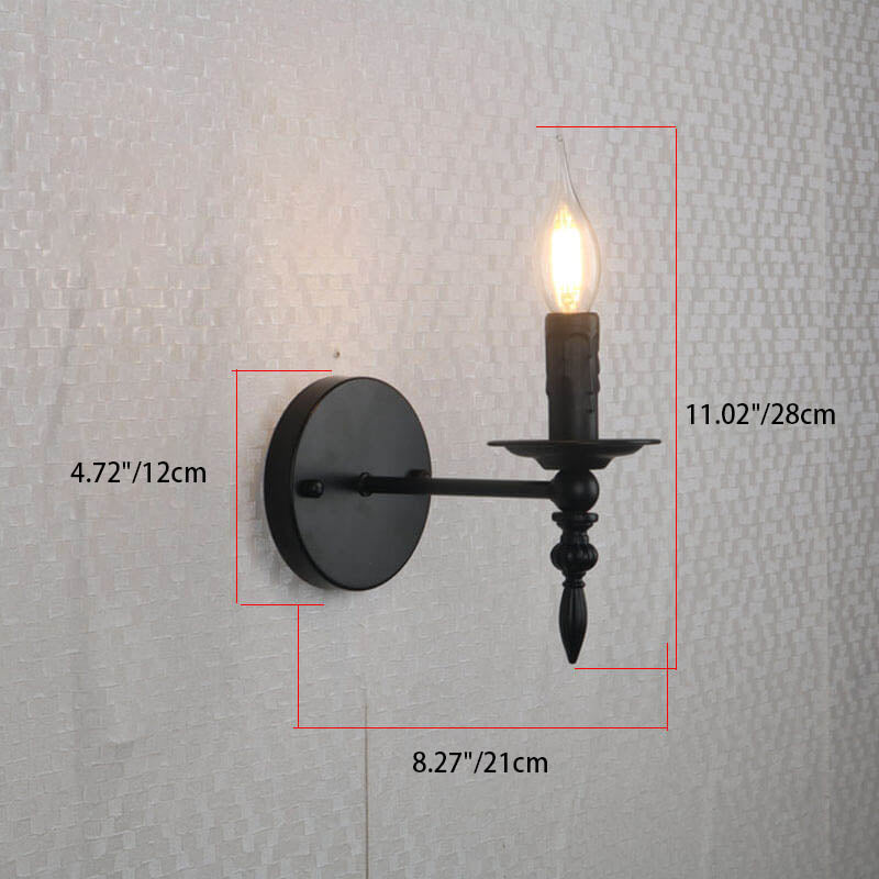 Industrial Minimalist Iron Candle 1-Light Wall Sconce Lamp