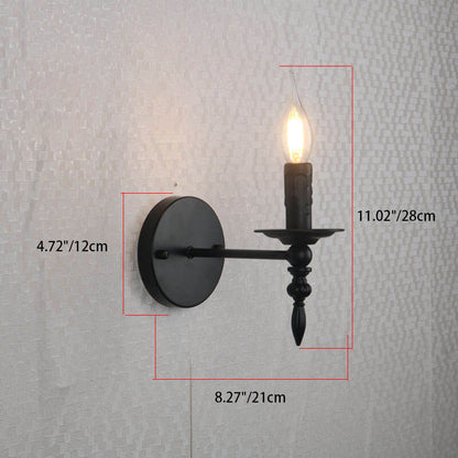 Industrial Minimalist Iron Candle 1-Light Wall Sconce Lamp