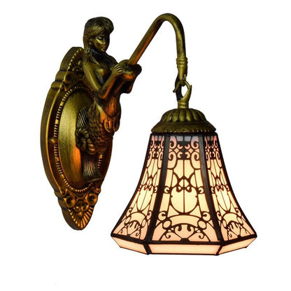 Tiffany Iron Frame Stained Glass 1-Light Wall Sconce Lamp