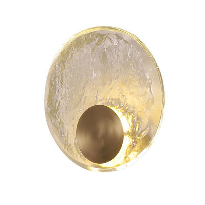 Brass Water-ripple Round Crystal LED Wall Sconce Lamp