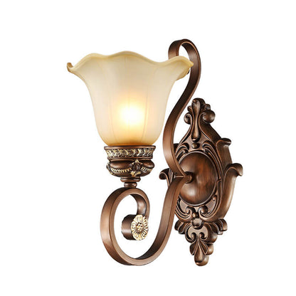 Iron Glass Flower Shape 1-Light Wall Sconce Lamp