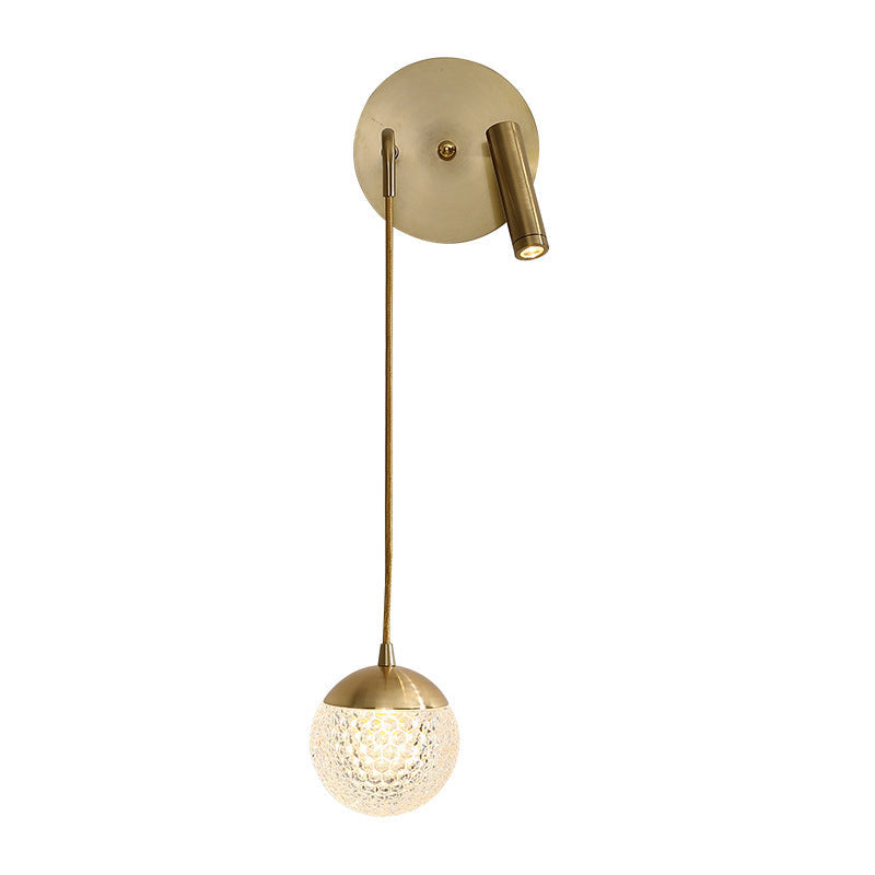 Iron Acrylic Ball Pendant 1-Light LED Wall Sconce Lamp