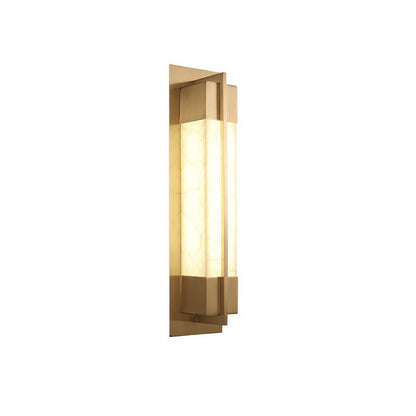 Chinese Copper Faux Marble Rectangular LED Wall Sconce Lamp