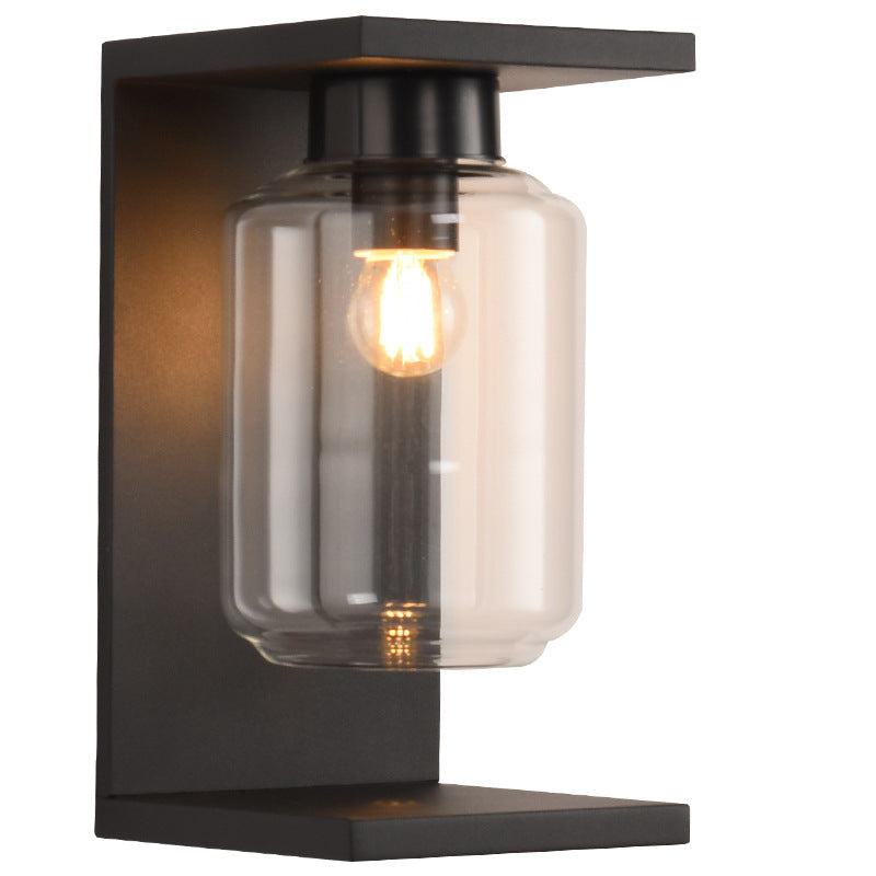 Waterproof Steel Cylinder Glass 1-Light Wall Sconce Lamp