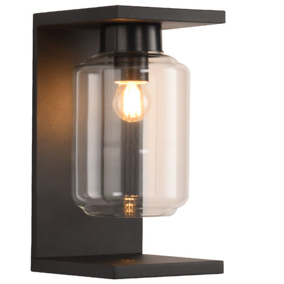 Waterproof Steel Cylinder Glass 1-Light Wall Sconce Lamp