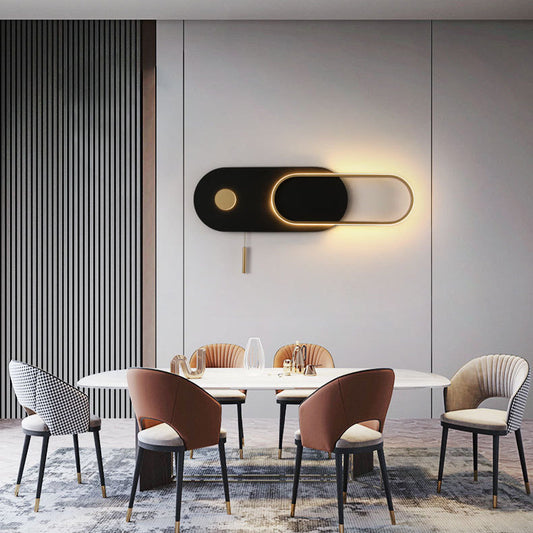 Nordic Iron Acrylic Round Elliptical LED Wall Sconce Lamp