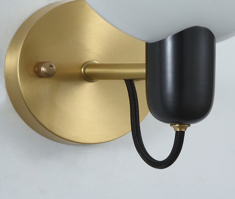 Light Brass Faux Marble Disc 1-Light Wall Sconce Lamp