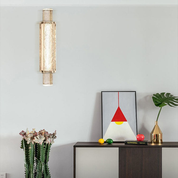 Modern Luxury Water Grain Glass Column LED Wall Sconce Lamp
