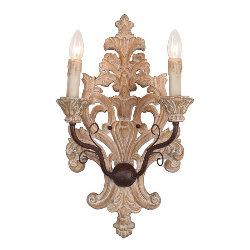 Rural Iron Double Head Candelabra 2-Light Wall Sconce Lamp