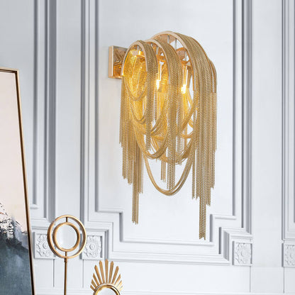 Postmodern Luxury Aluminum Chain Tassel 2-Light Wall Sconce