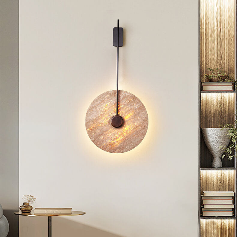 Scandinavian Iron Yellow Travertine LED Wall Sconce Lamp
