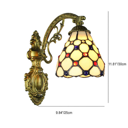 Tiffany Cup Iron Stained Glass 1-Light Wall Sconce Lamp