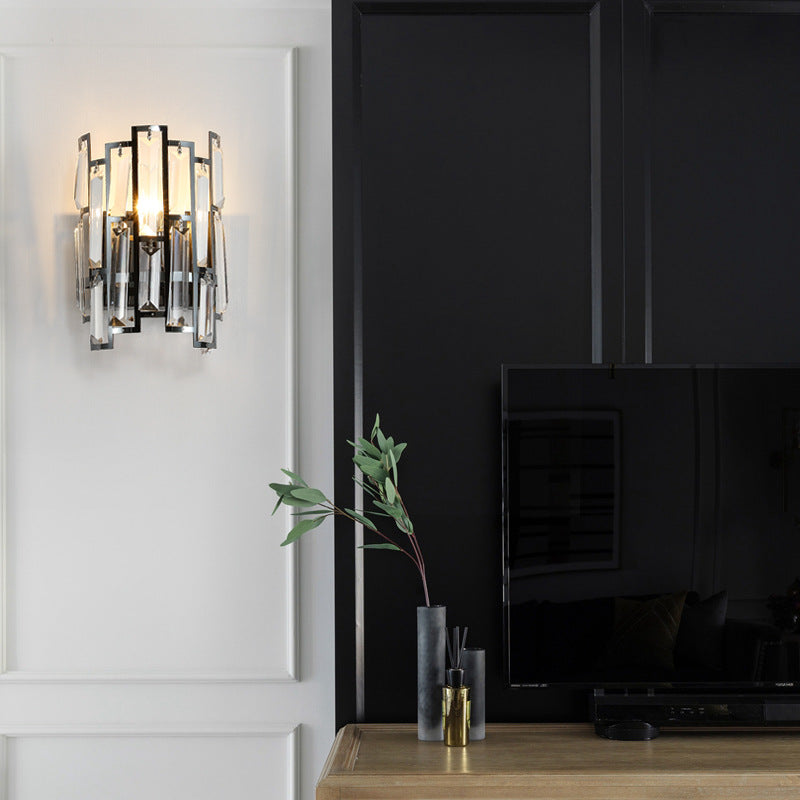 Half Stainless Steel Crystal 1-Light Wall Sconce Lamp