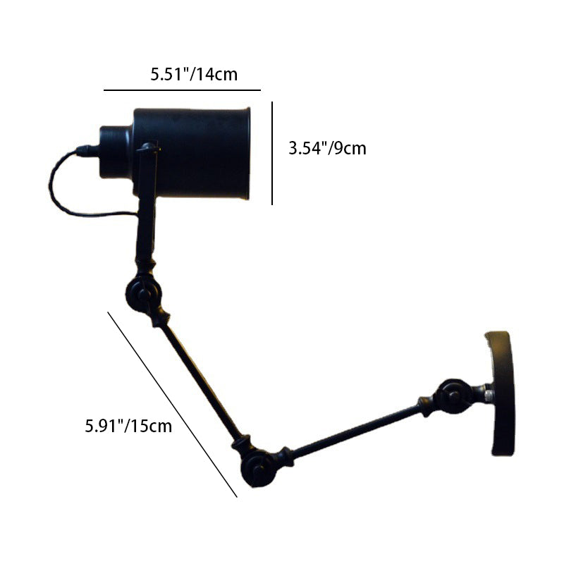 Cylinder Swing Arm Iron Aluminium 1-Light Wall Sconce Lamp