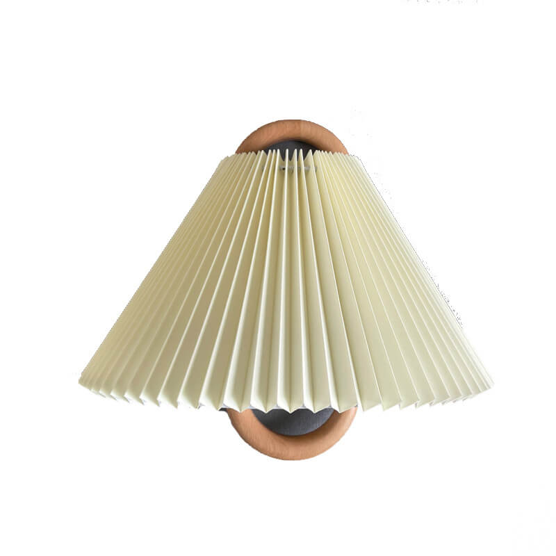Modern Solid Wood Pleated Semicircle 1-Light Wall Sconce
