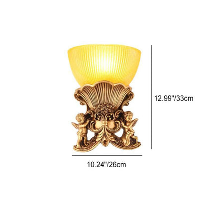 European Angel Striped Glass 1-Light Wall Sconce Lamp