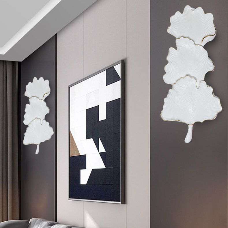 Contemporary Nordic Ginkgo Leaf Resin LED Wall Sconce Lamp