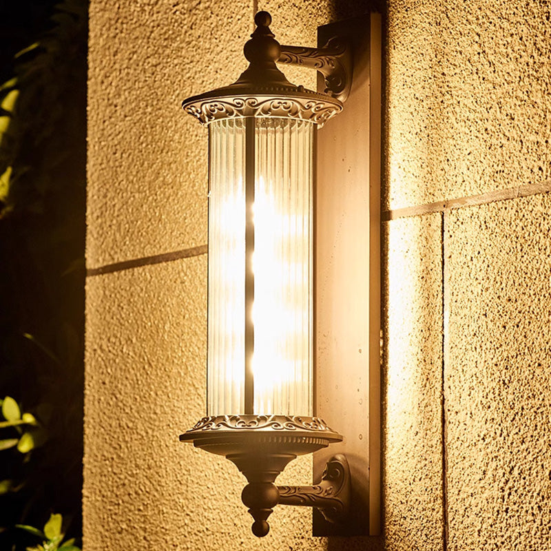 Waterproof Aluminum Glass Cylinder 1-Light Wall Sconce Lamp