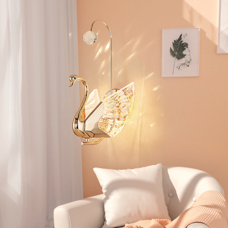 Luxury Crystal Aluminum Acrylic Swan LED Wall Sconce Lamp