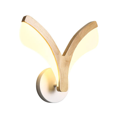 Japanese Curved Wood Acrylic LED Wall Sconce Lamp