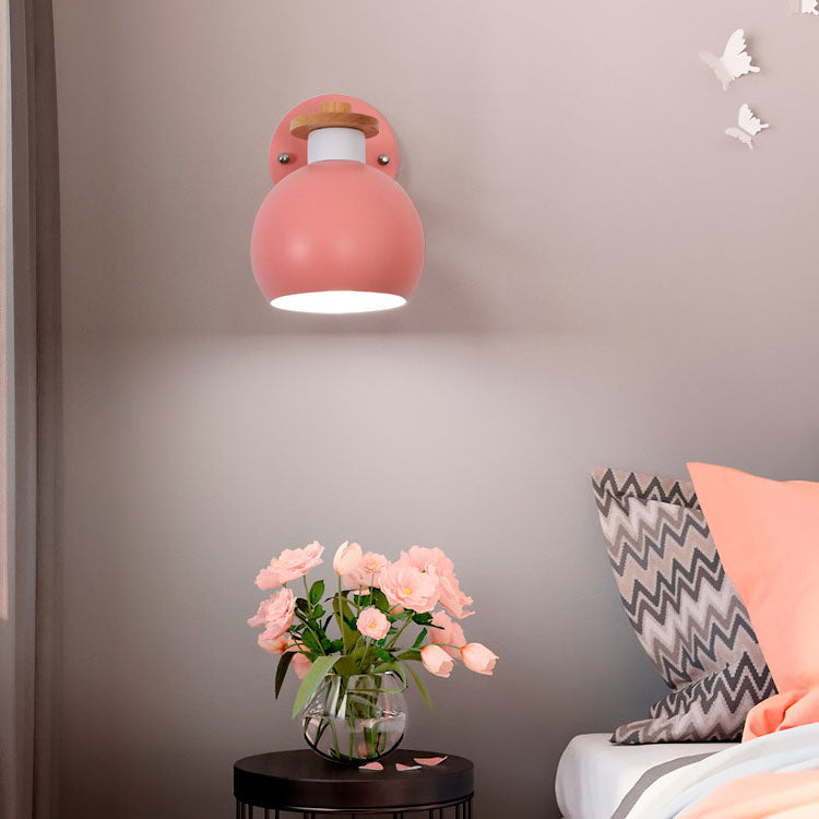 Dome Iron Solid Wood Macaroon 1-Light Wall Sconce Lamp
