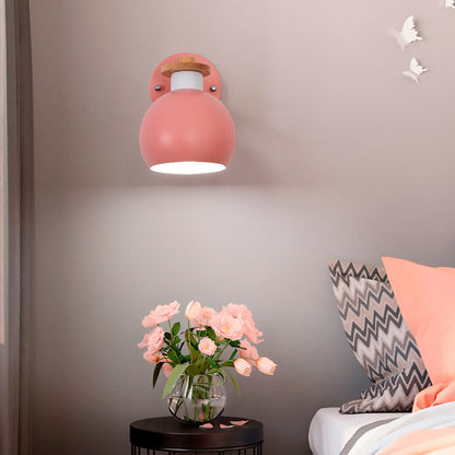 Dome Iron Solid Wood Macaroon 1-Light Wall Sconce Lamp