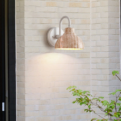 Japanese Travertine Bowl Shape 1-Light Wall Sconce Lamp