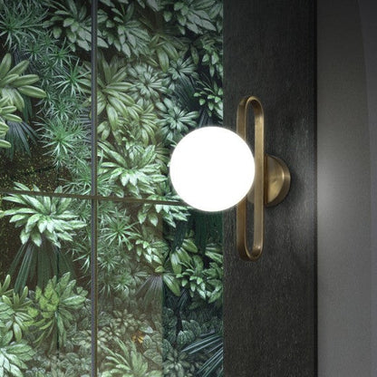 Simplicity Glass Shade Iron Ring 1-Light Wall Sconce Lamp