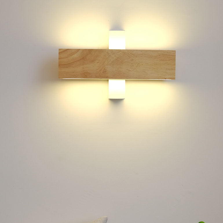 Japanese Minimalist Log Rectangular LED Wall Sconce