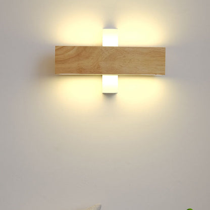 Japanese Minimalist Log Rectangular LED Wall Sconce