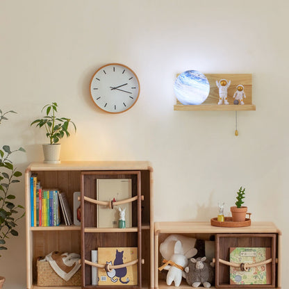 Planet Solid Wood Square Base 1-Light Wall Sconce Lamp