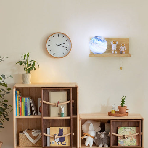 Planet Solid Wood Square Base 1-Light Wall Sconce Lamp
