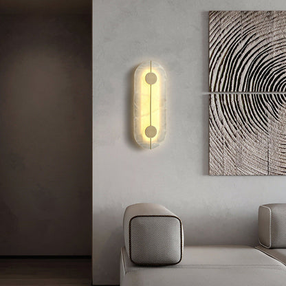 Traditional Copper Marble Oval Shade LED Wall Sconce Lamp