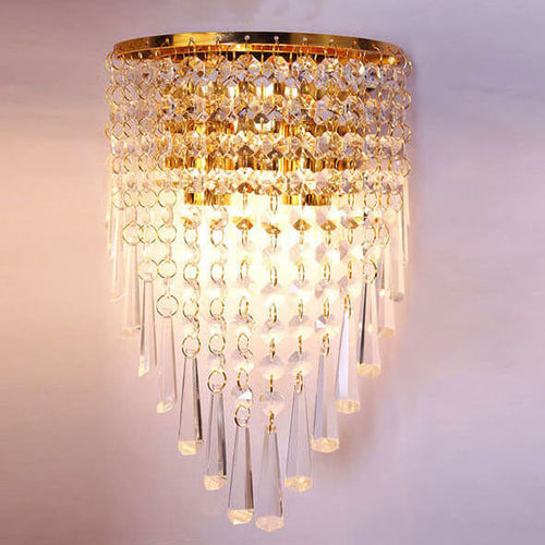 Modern Luxury Crystal Tassel 2-Light Wall Sconce Lamp