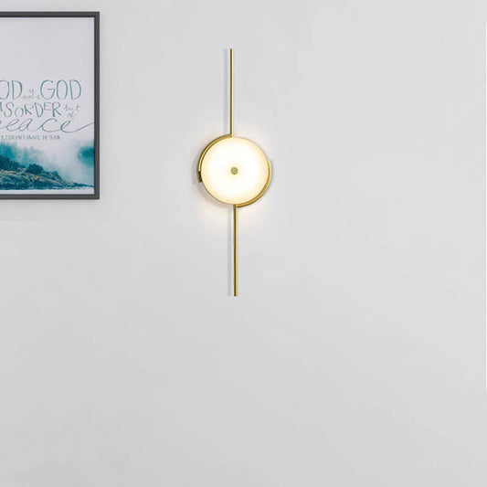 Light Geometric Round Clock Design 1-Light Wall Sconce Lamp