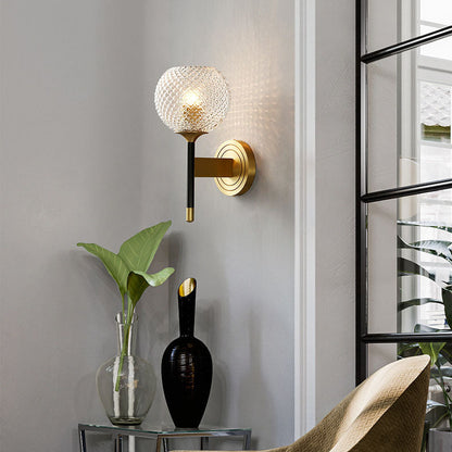 Light Luxury All Brass Glass 1/2-Light Wall Sconce Lamp