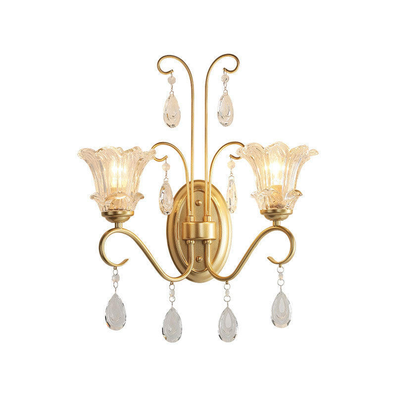Traditional French Crystal Branch 2-Light Wall Sconce Lamp
